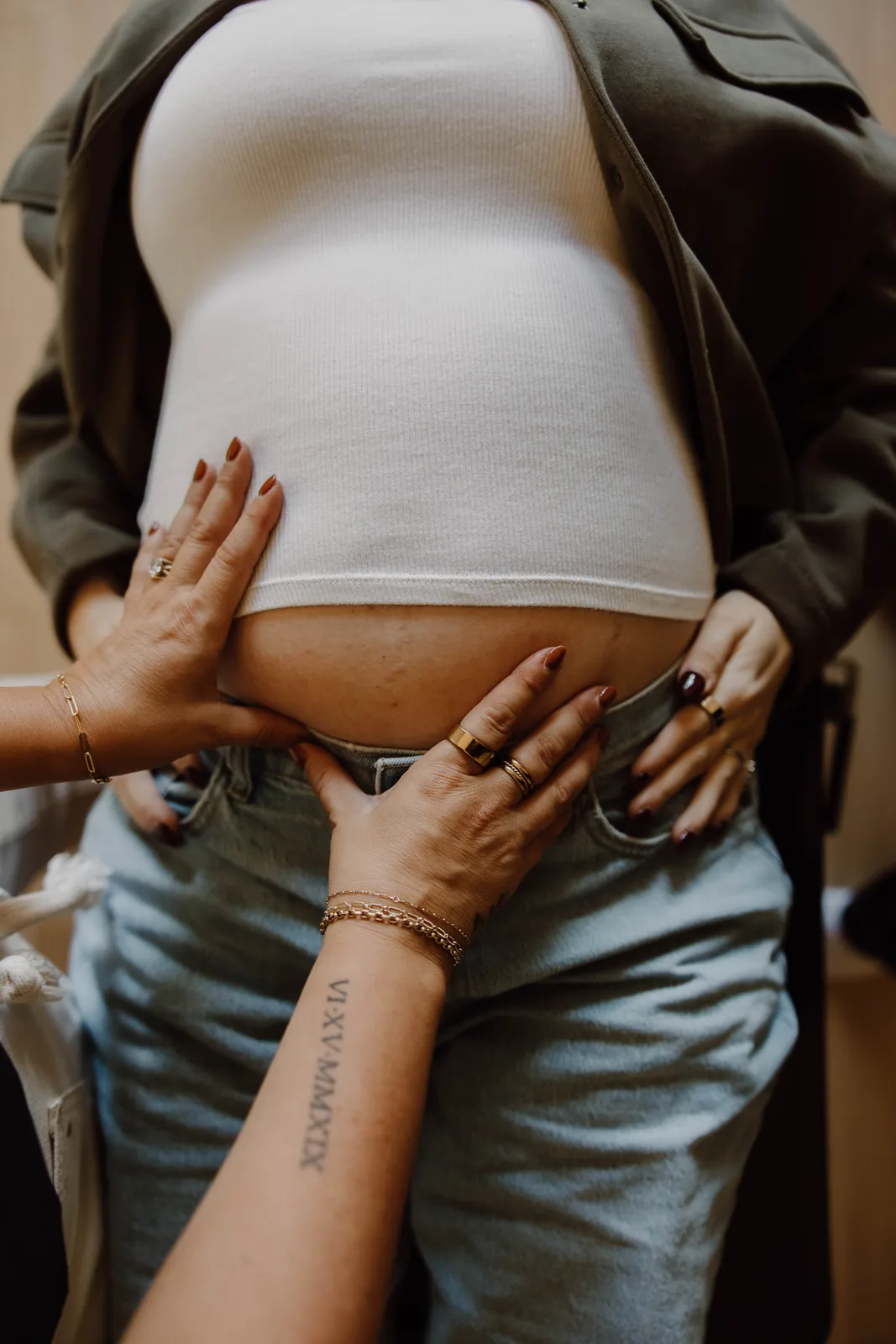 Prenatal chiropractor providing gentle hands-on support to an expectant mother in Temecula